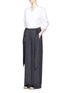 Figure View - Click To Enlarge - CÉDRIC CHARLIER - Gathered waist satin wide leg pants