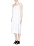 Front View - Click To Enlarge - CÉDRIC CHARLIER - Gathered front cotton poplin strapless dress