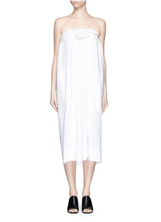 Main View - Click To Enlarge - CÉDRIC CHARLIER - Gathered front cotton poplin strapless dress
