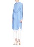 Figure View - Click To Enlarge - CÉDRIC CHARLIER - Gathered waist cotton poplin shirt dress
