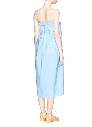 Back View - Click To Enlarge - CÉDRIC CHARLIER - Gathered front cotton poplin strapless dress