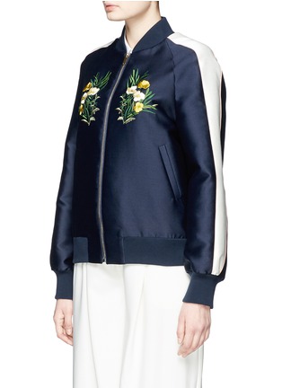 Front View - Click To Enlarge - STELLA MCCARTNEY - 'Lorinda' floral embroidery cotton-silk bomber jacket