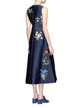 Back View - Click To Enlarge - STELLA MCCARTNEY - Floral embroidery Duchesse satin flare dress