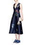 Figure View - Click To Enlarge - STELLA MCCARTNEY - Floral embroidery Duchesse satin flare dress