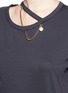 Detail View - Click To Enlarge - STELLA MCCARTNEY - 'Falabella' chain cutout neck organic cotton T-shirt
