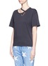 Front View - Click To Enlarge - STELLA MCCARTNEY - 'Falabella' chain cutout neck organic cotton T-shirt