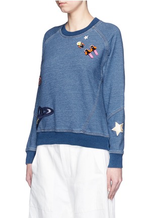 Front View - Click To Enlarge - STELLA MCCARTNEY - Beaded embroidery denim effect cotton sweatshirt