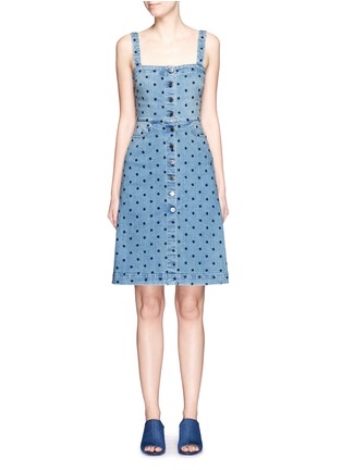 Main View - Click To Enlarge - STELLA MCCARTNEY - Star embroidery button front denim dress