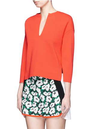 Front View - Click To Enlarge - STELLA MCCARTNEY - Plunge V-neck wool blend knit top