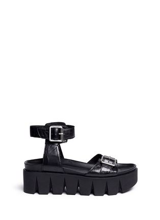 Main View - Click To Enlarge - ASH - 'Rocking' croc embossed leather platform sandals