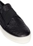 Detail View - Click To Enlarge - STUART WEITZMAN - 'Flex' elastic strap grainy leather skate slip-ons