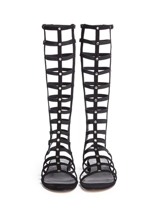 Front View - Click To Enlarge - STUART WEITZMAN - 'Gladiator' caged suede sandals