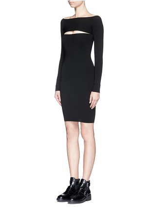 Front View - Click To Enlarge - T BY ALEXANDER WANG - Cutout stretch knit bandeau dress