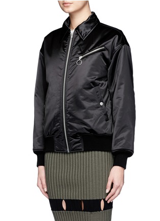 Front View - Click To Enlarge - T BY ALEXANDER WANG - Collared satin bomber jacket