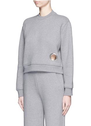 Front View - Click To Enlarge - T BY ALEXANDER WANG - Eyelet cotton fleece sweatshirt