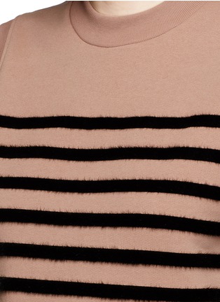 Detail View - Click To Enlarge - T BY ALEXANDER WANG - Flock velvet stripe cotton fleece sleeveless sweatshirt