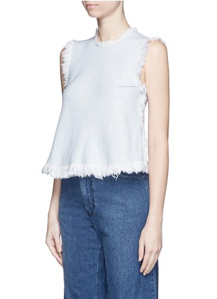 Front View - Click To Enlarge - T BY ALEXANDER WANG - Frayed trim cotton burlap cropped top