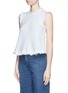 Front View - Click To Enlarge - T BY ALEXANDER WANG - Frayed trim cotton burlap cropped top