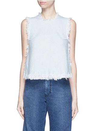 Main View - Click To Enlarge - T BY ALEXANDER WANG - Frayed trim cotton burlap cropped top