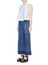 Figure View - Click To Enlarge - T BY ALEXANDER WANG - Frayed trim cotton burlap cropped top