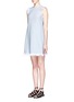 Front View - Click To Enlarge - T BY ALEXANDER WANG - Frayed burlap sleeveless A-line dress