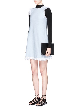 Figure View - Click To Enlarge - T BY ALEXANDER WANG - Frayed burlap sleeveless A-line dress
