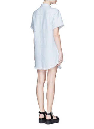 Back View - Click To Enlarge - T BY ALEXANDER WANG - Frayed trim cotton burlap shirt