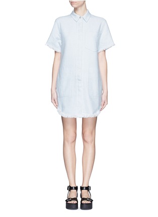 Main View - Click To Enlarge - T BY ALEXANDER WANG - Frayed trim cotton burlap shirt