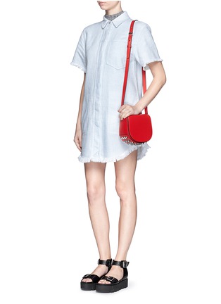 Figure View - Click To Enlarge - T BY ALEXANDER WANG - Frayed trim cotton burlap shirt
