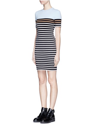 Front View - Click To Enlarge - T BY ALEXANDER WANG - Engineer stripe stretch jersey dress