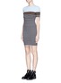 Front View - Click To Enlarge - T BY ALEXANDER WANG - Engineer stripe stretch jersey dress