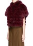 Front View - Click To Enlarge - FUREVER - Rabbit stripe fox fur cropped gilet