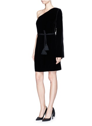 Front View - Click To Enlarge - LANVIN - One-shoulder bell sleeve velvet dress