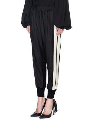 Front View - Click To Enlarge - LANVIN - Corded ribbon stripe wool pants
