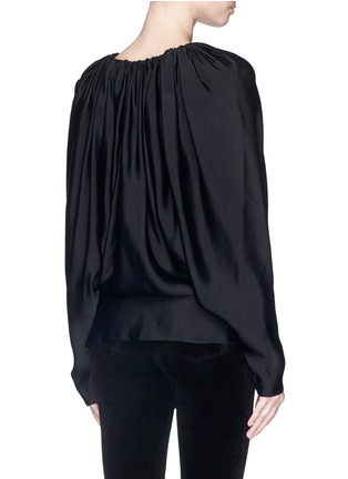 Back View - Click To Enlarge - LANVIN - Drawstring neck washed matte satin blouse