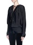 Front View - Click To Enlarge - LANVIN - Drawstring neck washed matte satin blouse