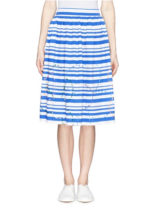 Main View - Click To Enlarge - Ç X FACONNABLE BY MIRA MIKATI - Dash flower embroidery stripe flare skirt