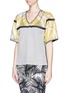 Front View - Click To Enlarge - THE BUNNY JACKET - Lemon print mesh panel T-shirt
