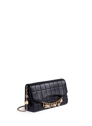 Figure View - Click To Enlarge - VINTAGE CHANEL - 'Chocolate Bar' pavé logo charm quilted leather bag