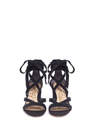 Front View - Click To Enlarge - SAM EDELMAN - 'Sheri' ankle tie block heel suede sandals