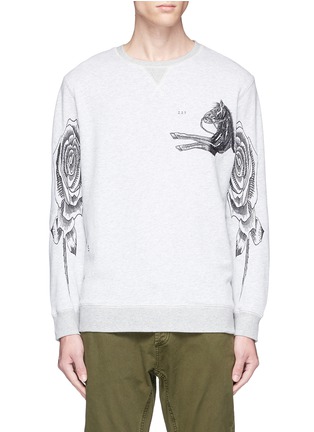 Main View - Click To Enlarge - SAAM1 - Mongolian horse and rose embroidered sweatshirt