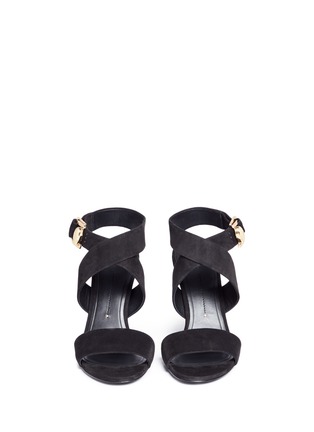 Front View - Click To Enlarge - STELLA LUNA - Turnlock D-ring ankle strap suede sandals