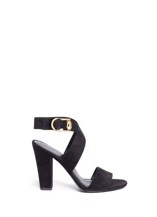 Main View - Click To Enlarge - STELLA LUNA - Turnlock D-ring ankle strap suede sandals