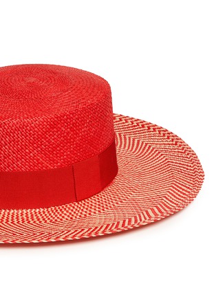 Detail View - Click To Enlarge - SENSI STUDIO - Chevron stripe toquilla straw boater hat