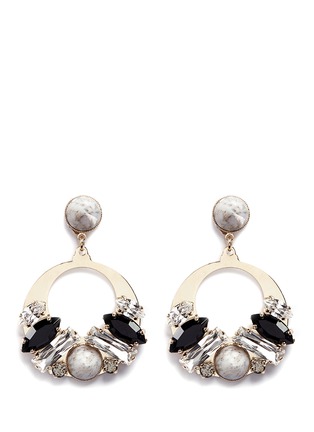 Main View - Click To Enlarge - ANTON HEUNIS - Vintage stone stud Swarovski crystal hoop earrings