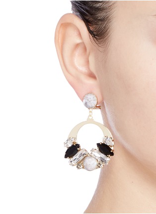 Figure View - Click To Enlarge - ANTON HEUNIS - Vintage stone stud Swarovski crystal hoop earrings