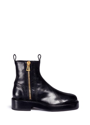 Main View - Click To Enlarge - ELLERY - 'Venus' zigzag stitch zip leather boots