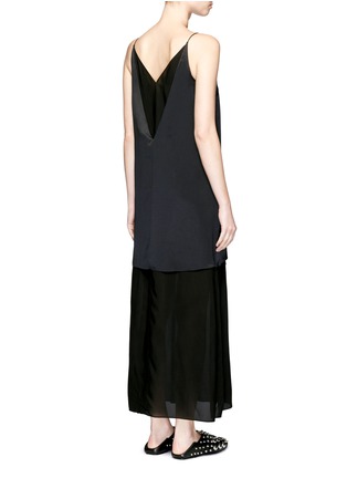 Back View - Click To Enlarge - T BY ALEXANDER WANG - Silk charmeuse top georgette slip dress