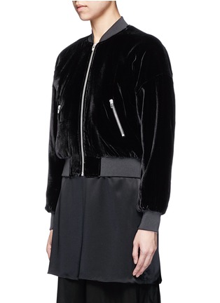 Front View - Click To Enlarge - T BY ALEXANDER WANG - Padded silk blend velvet bomber jacket