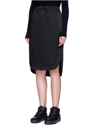 Front View - Click To Enlarge - T BY ALEXANDER WANG - Stretch satin drawstring track skirt